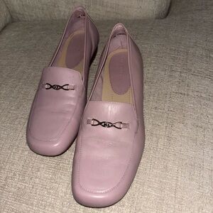 Trotters Femi Blush Pink Leather Loafer Flats Square Toe Sz 7 Quiet Luxury Chic